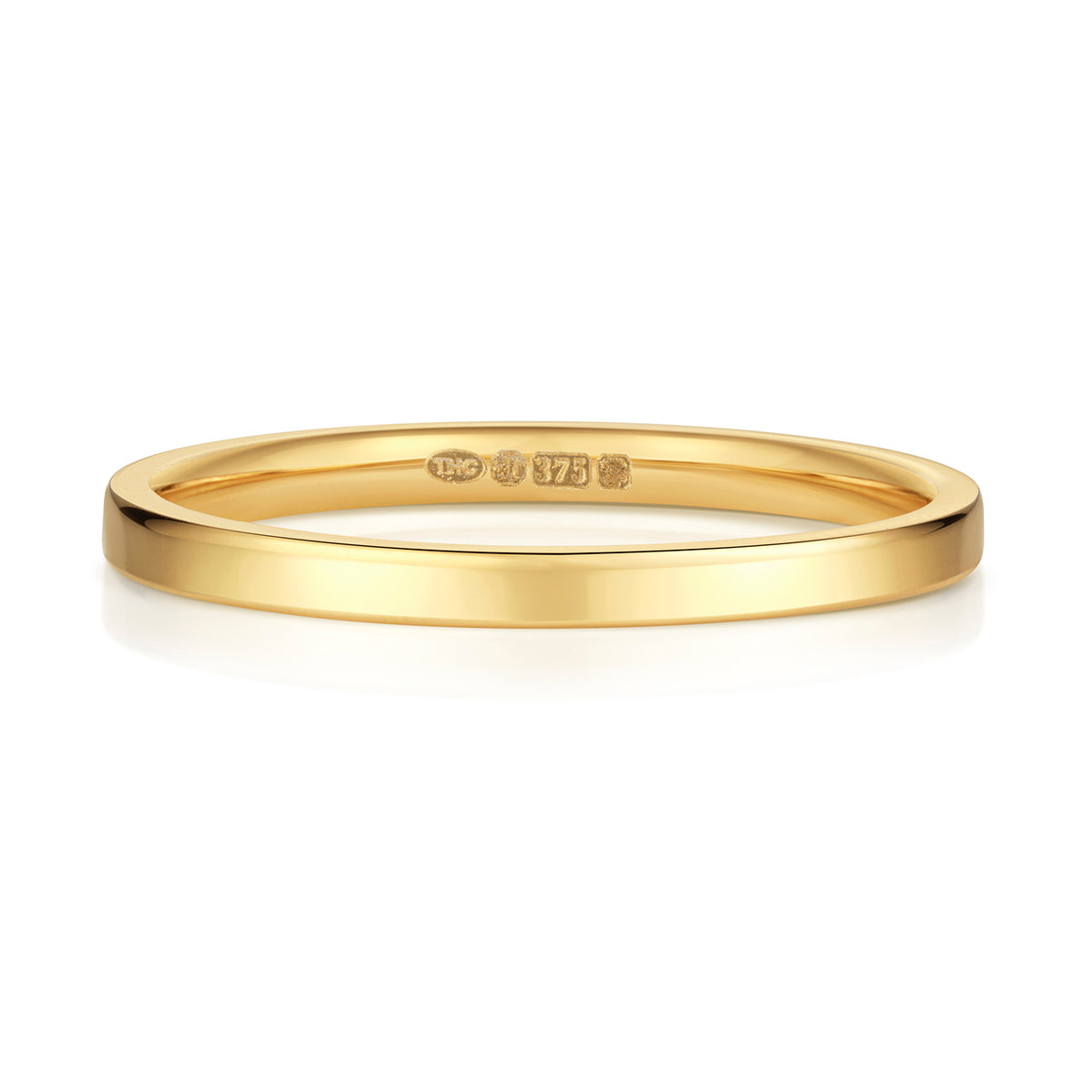 Plain Flat Court Wedding Band · 1.7mm in 9ct yellow gold