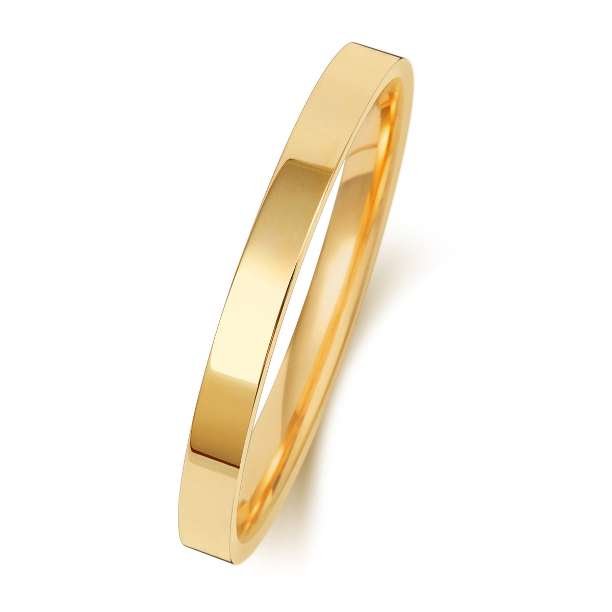 Plain Flat Court Wedding Band · 2mm in 9ct yellow gold