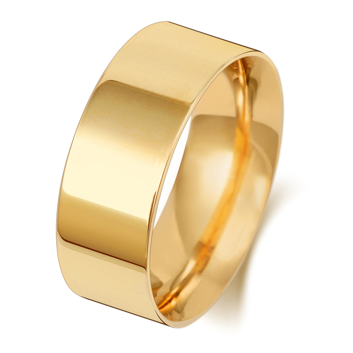 Plain Flat Court Wedding Band · 8mm in 9ct yellow gold