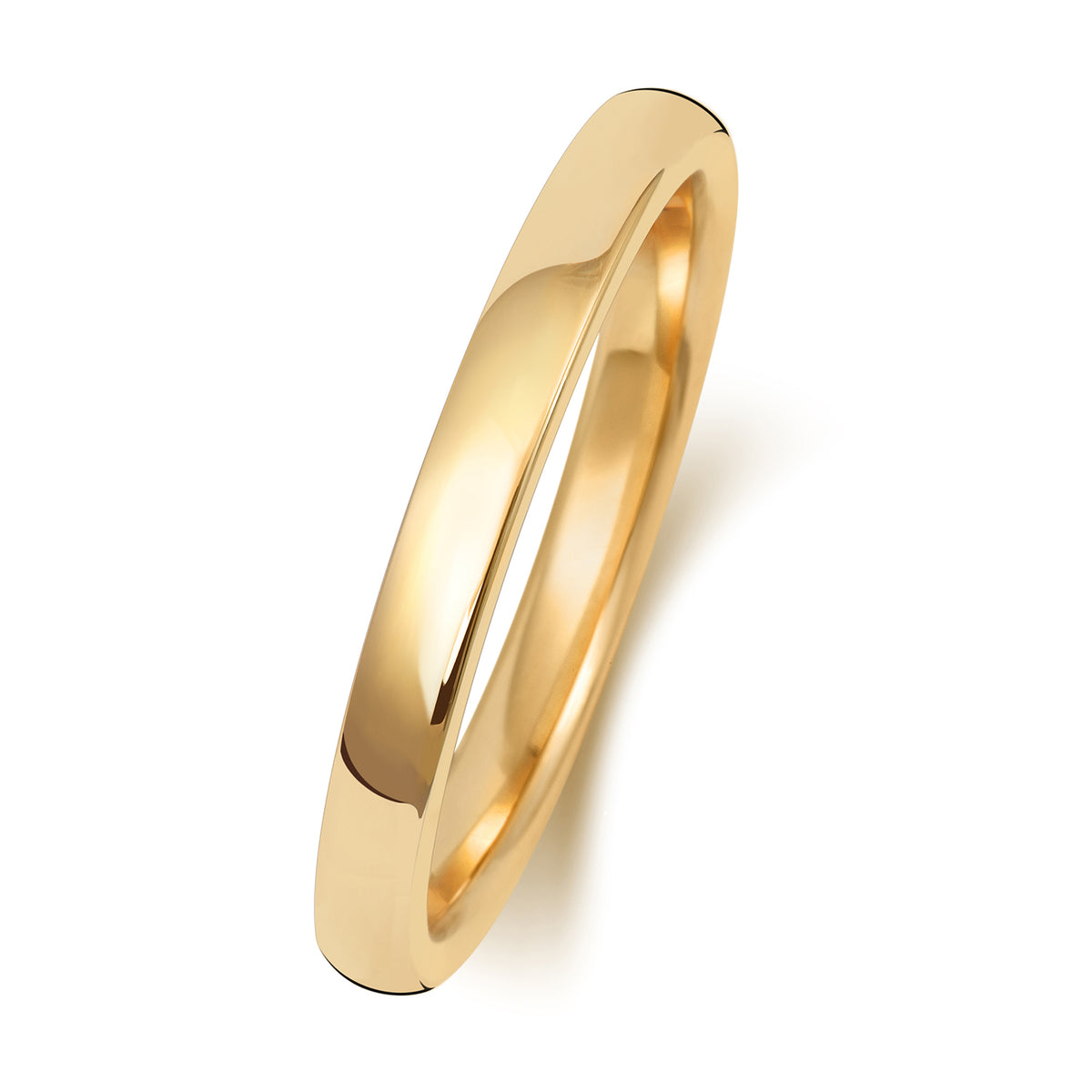 Plain Soft Court Wedding Band · 2mm in 9ct yellow gold