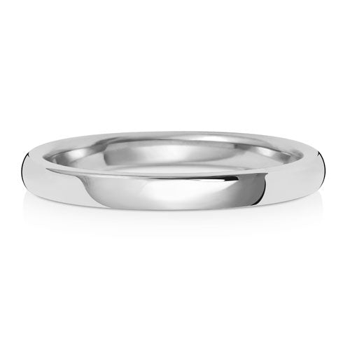 Soft Court Wedding Band 2mm in white gold, lying flat
