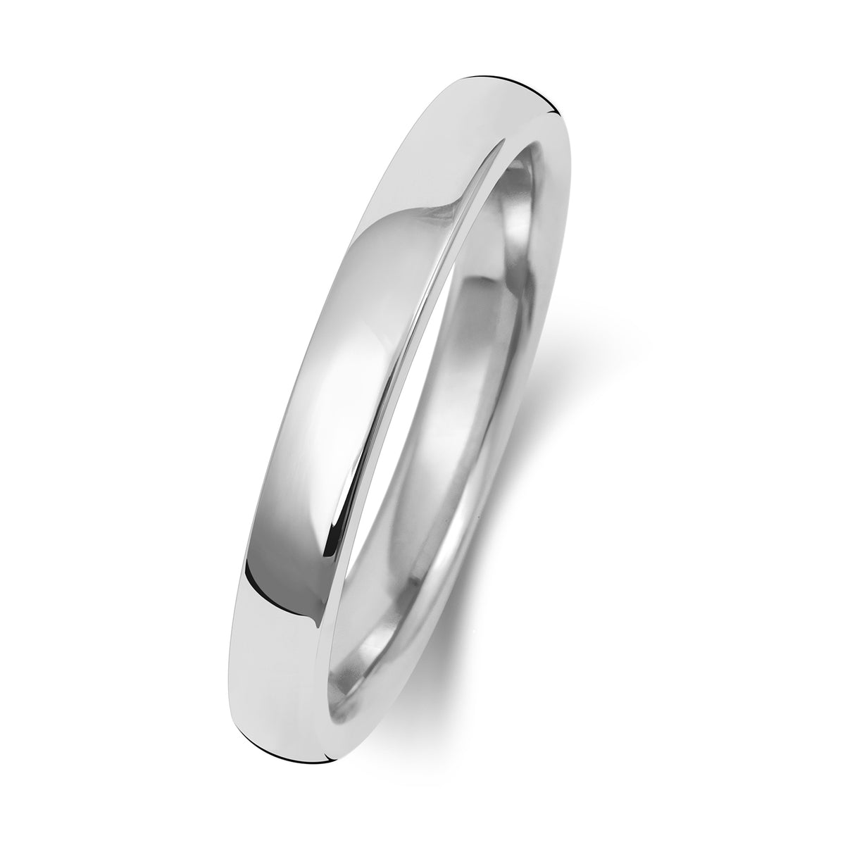 Plain Soft Court Wedding Band · 2.5mm in 9ct white gold