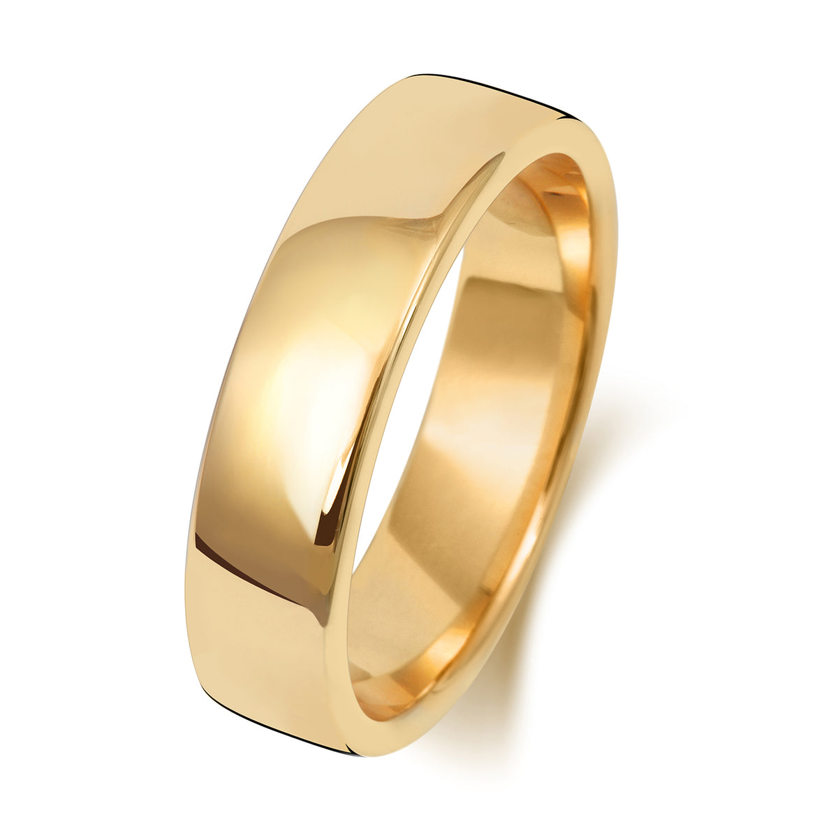 Plain Soft Court Wedding Band · 5mm in 9ct yellow gold