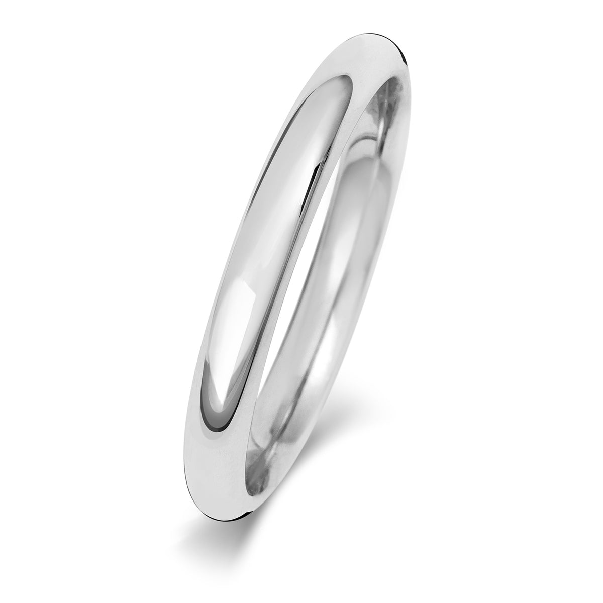 Plain Traditional Court Wedding Band · 2.5mm in 9ct white gold