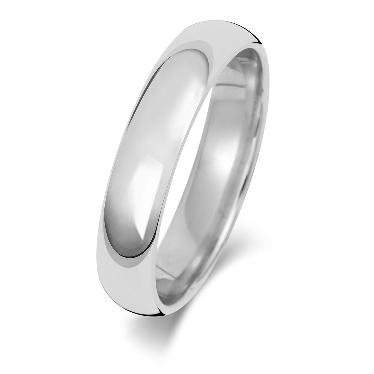 Plain Traditional Court Wedding Band · 4mm in 9ct white gold