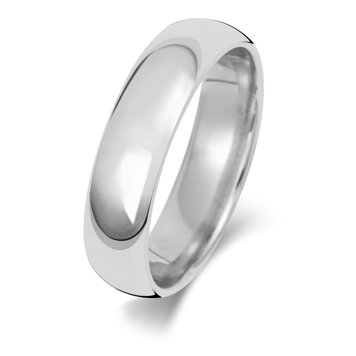 Plain Traditional Court Wedding Band · 5mm in 9ct white gold