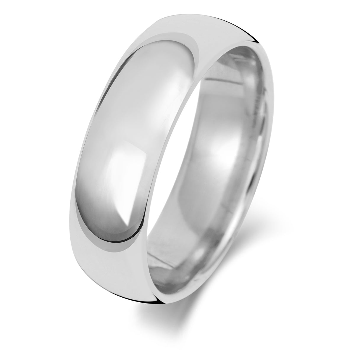 Plain Traditional Court Wedding Band · 6mm in 9ct white gold