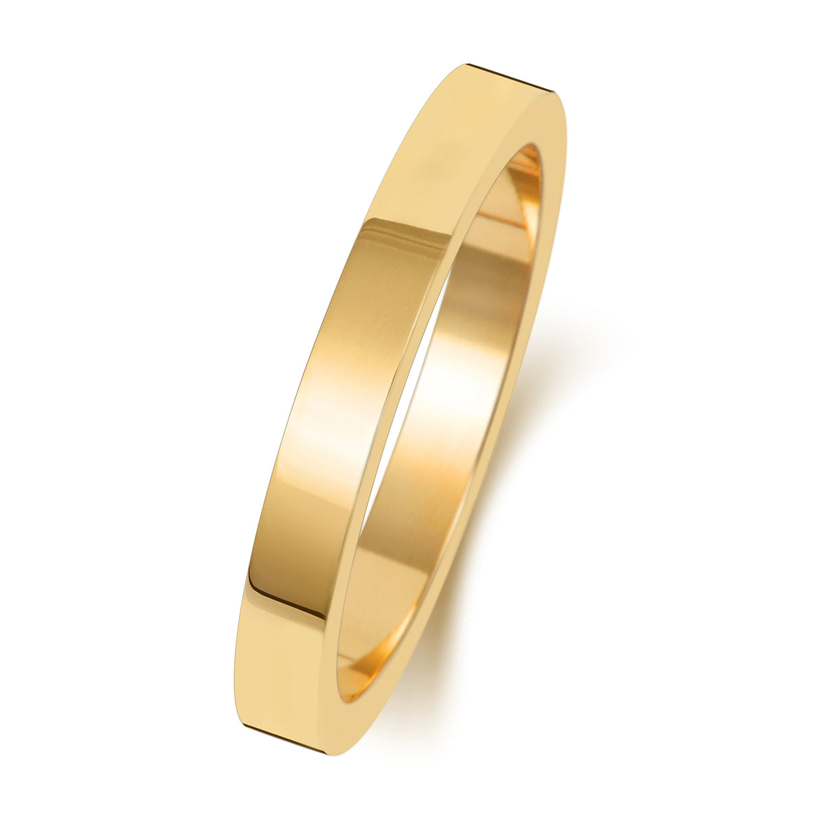 Plain Flat Profile Wedding Band · 2.5mm in 9ct yellow gold