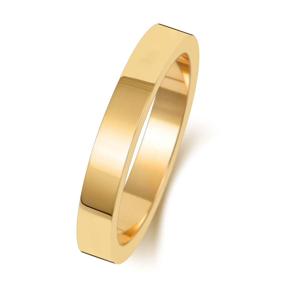 Plain Flat Profile Wedding Band · 3mm in 9ct yellow gold