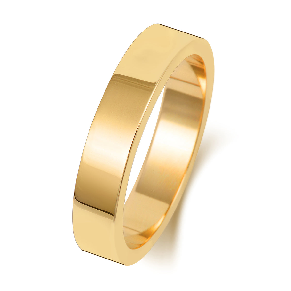 Plain Flat Profile Wedding Band · 4mm in 9ct yellow gold