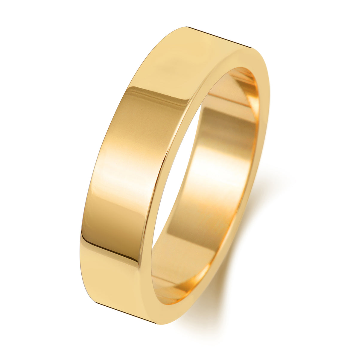 Plain Flat Profile Wedding Band · 5mm in 9ct yellow gold