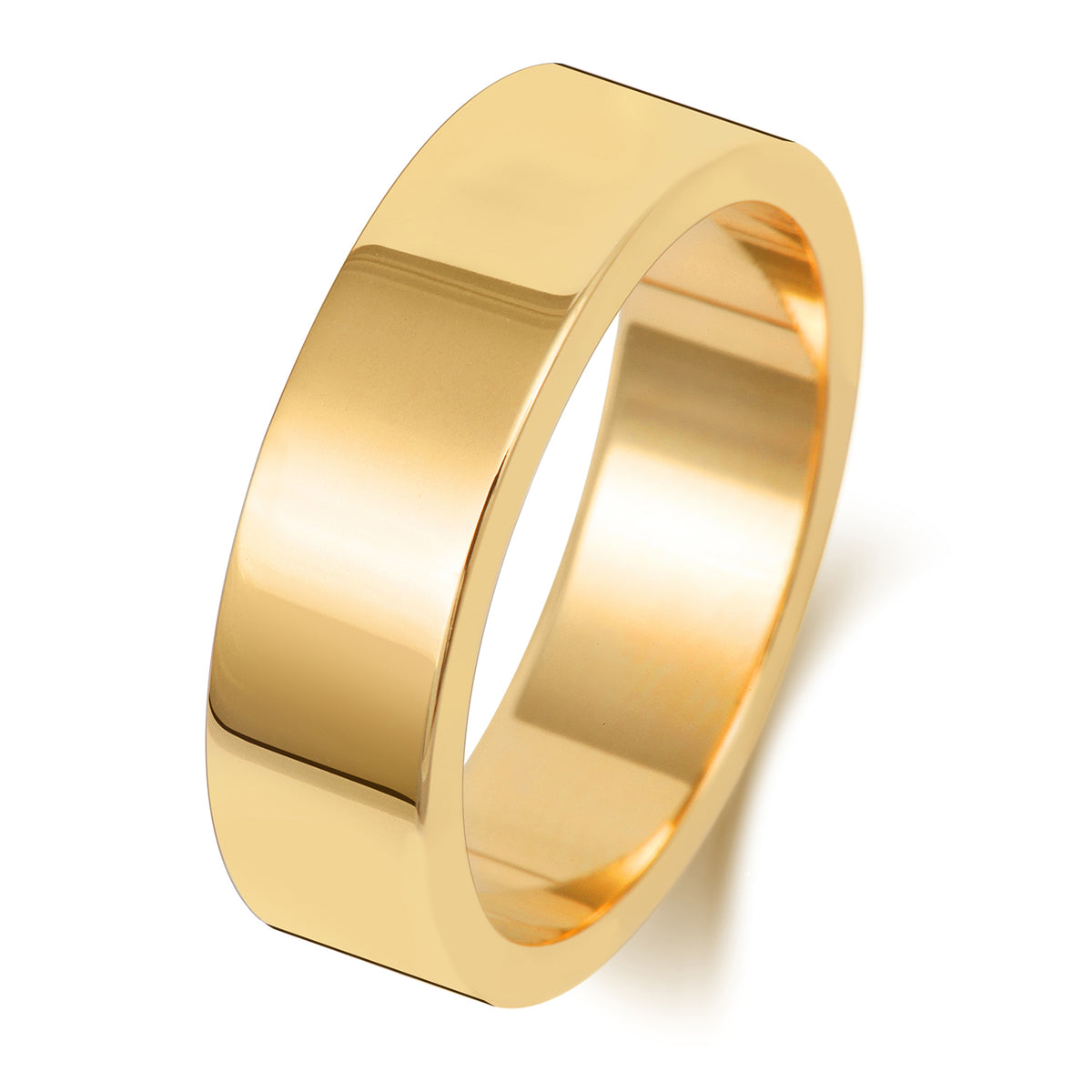 Plain Flat Profile Wedding Band · 6mm in 9ct yellow gold