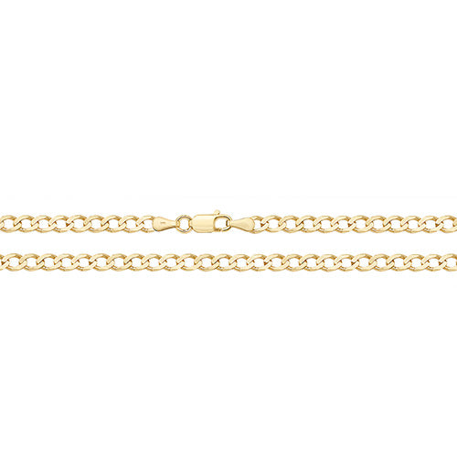 9CT Gold Flat Curb Bevelled Chain - CH195