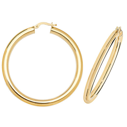 9Ct Gold Tube Hoops - ER1004