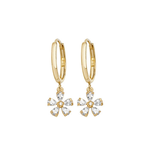 9Ct Gold Cz Flower Style Drops ER1114