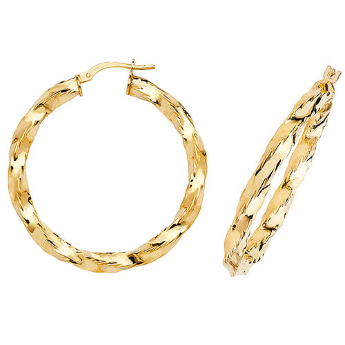 9ct Gold Twisted Hoops