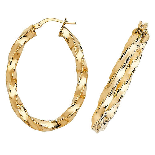 9ct Gold Twisted Hoops