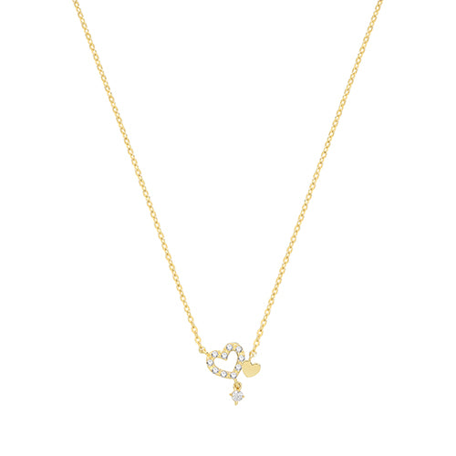 9Ct Gold Cz Double Heart Necklet - NK379