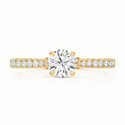 18ct Gold 0.75ct Round Lab Diamond Solitaire Engagement Ring with Diamond Shoulders yellow gold alternative view