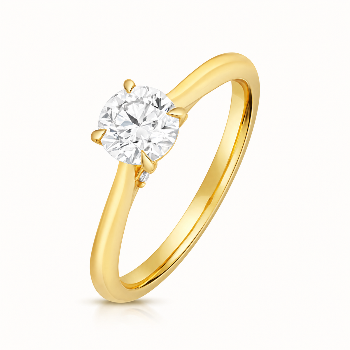 18ct Gold 0.75ct Round Lab Diamond Solitaire Engagement Ring yellow gold front view