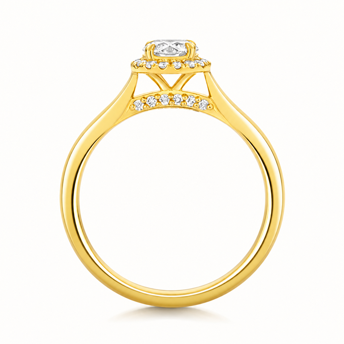 18ct Gold 1.00ct Round Lab Diamond Halo Engagement Ring yellow gold alternative view