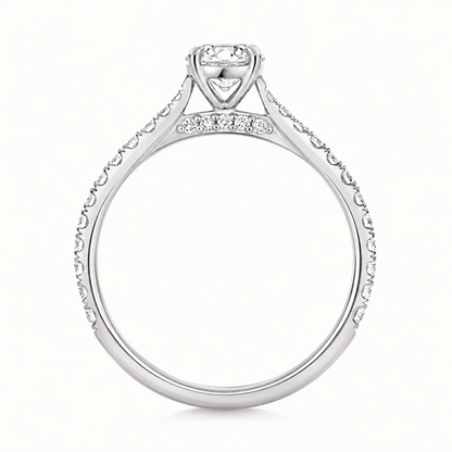 18ct Gold 1.00ct Round Lab Diamond Solitaire Engagement Ring with Diamond Shoulders white gold alternative view
