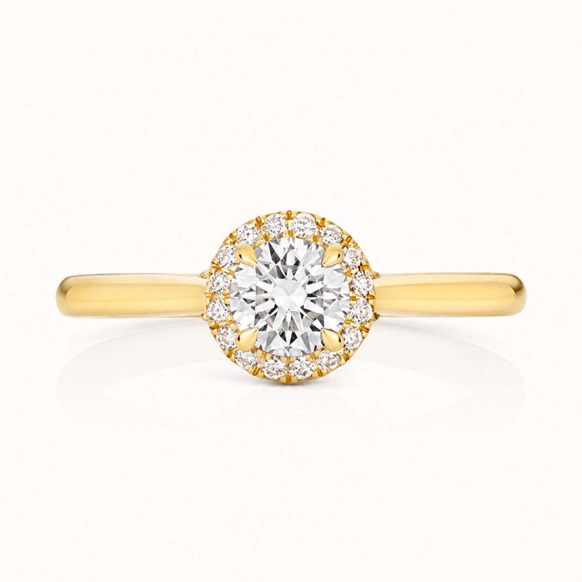 18ct Gold 1.50ct Round Lab Diamond Halo Engagement Ring yellow gold alternative view