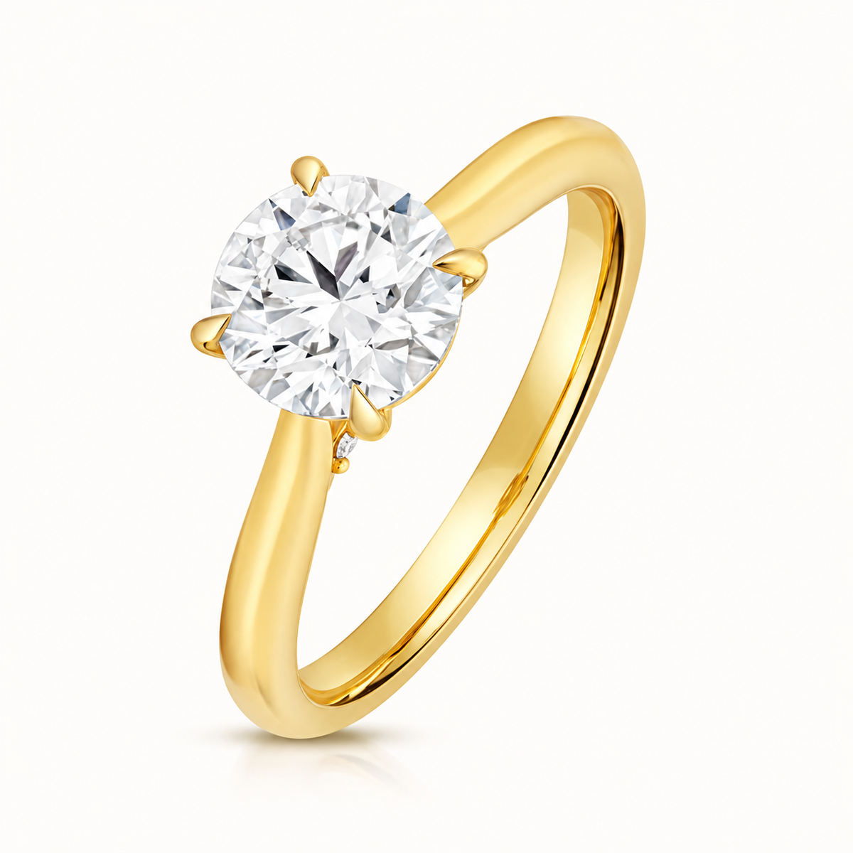 18ct Gold 1.50ct Round Lab Diamond Solitaire Engagement Ring yellow gold front view
