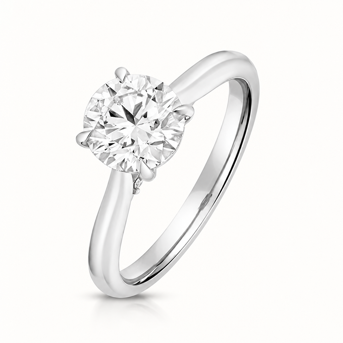 18ct Gold 1.50ct Round Lab Diamond Solitaire Engagement Ring white gold front view