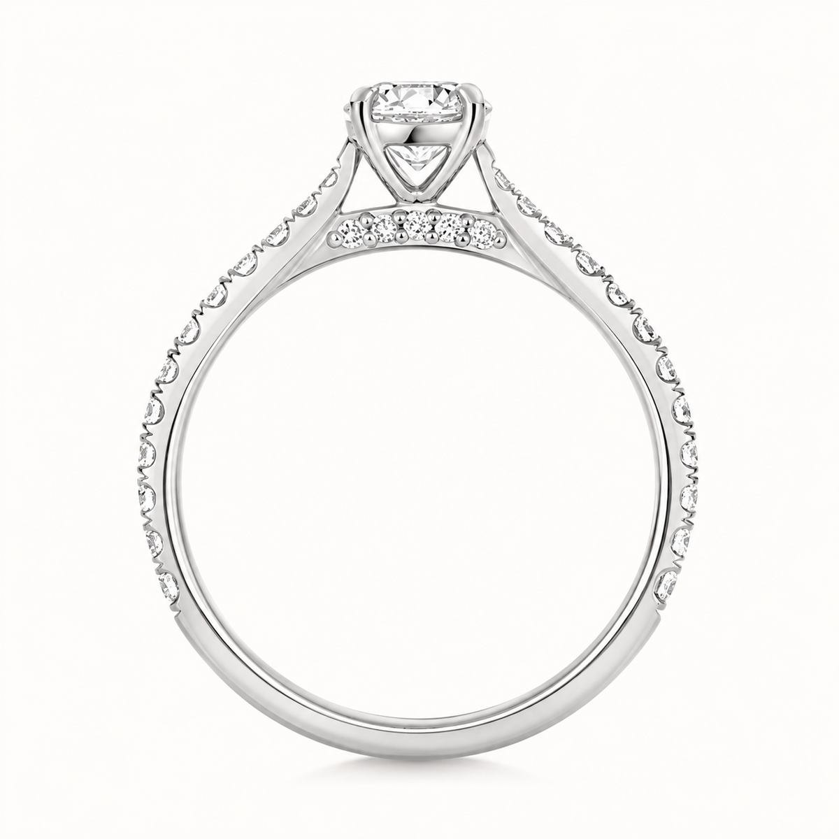 18ct Gold 2.00ct Round Lab Diamond Solitaire Engagement Ring with Diamond Shoulders white gold alternative view