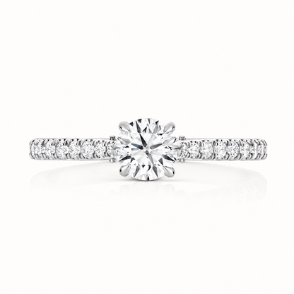 18ct Gold 2.00ct Round Lab Diamond Solitaire Engagement Ring with Diamond Shoulders white gold alternative view