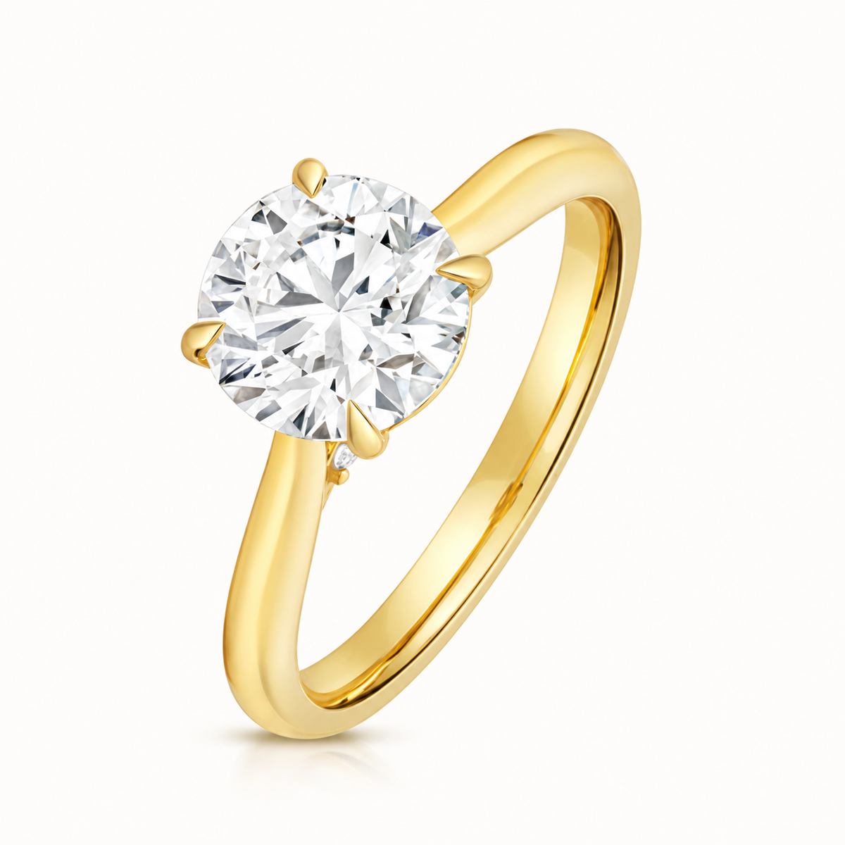 18ct Gold 2.00ct Round Lab Diamond Solitaire Engagement Ring yellow gold front view