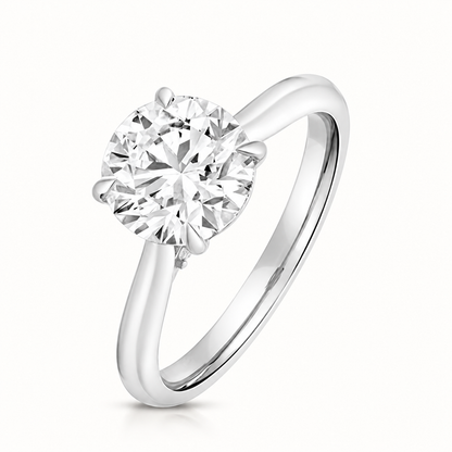 18ct Gold 2.00ct Round Lab Diamond Solitaire Engagement Ring white gold front view