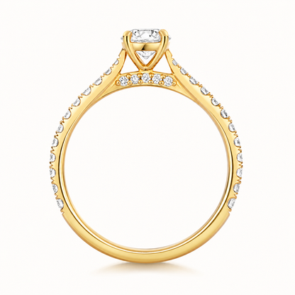 18ct Gold 0.50ct Round Lab Diamond Solitaire Engagement Ring with Diamond Shoulders yellow gold alternative view