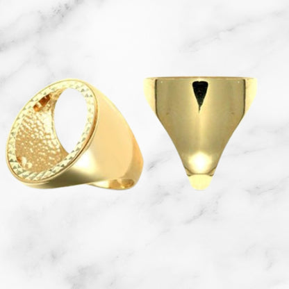 9ct Half/Full Sovereign Mount Ring with Solid Sides