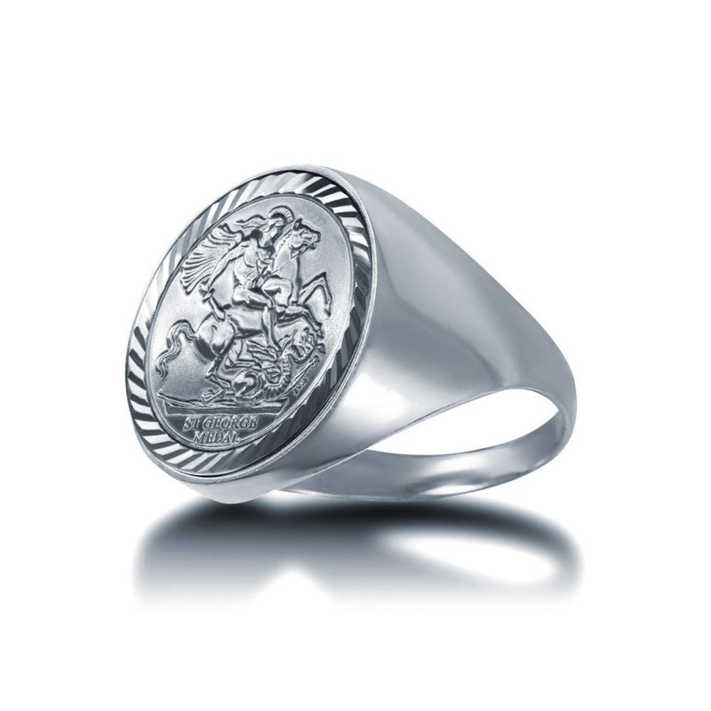 Sterling Silver St George Sovereign-Style Ring