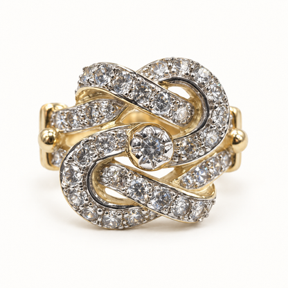9ct Gold CZ Scroll Ring — front view