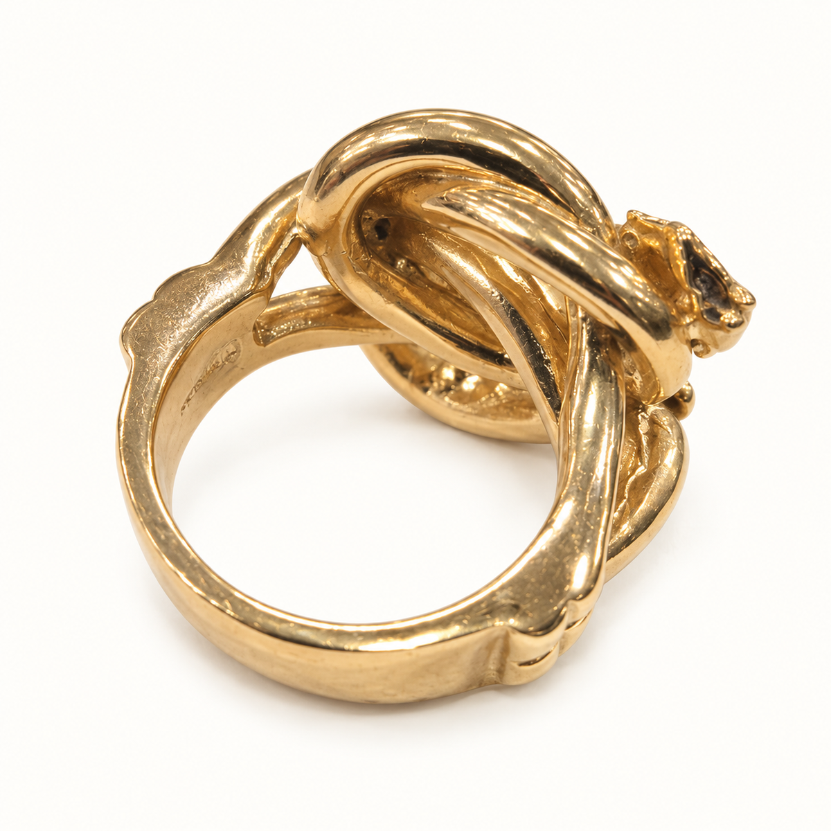 9ct Gold Heavy Horse Ring – 46.2g, rear view on ivory