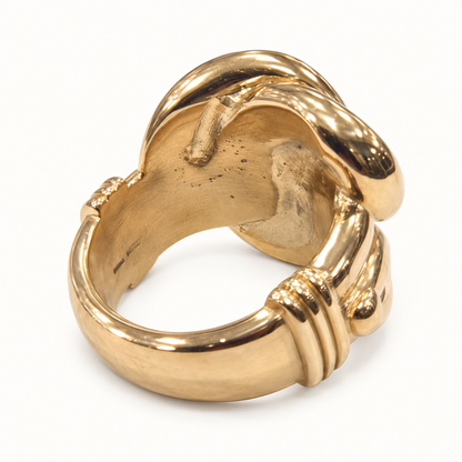 9ct Gold Heavy Knot Ring – 53g, rear view on ivory