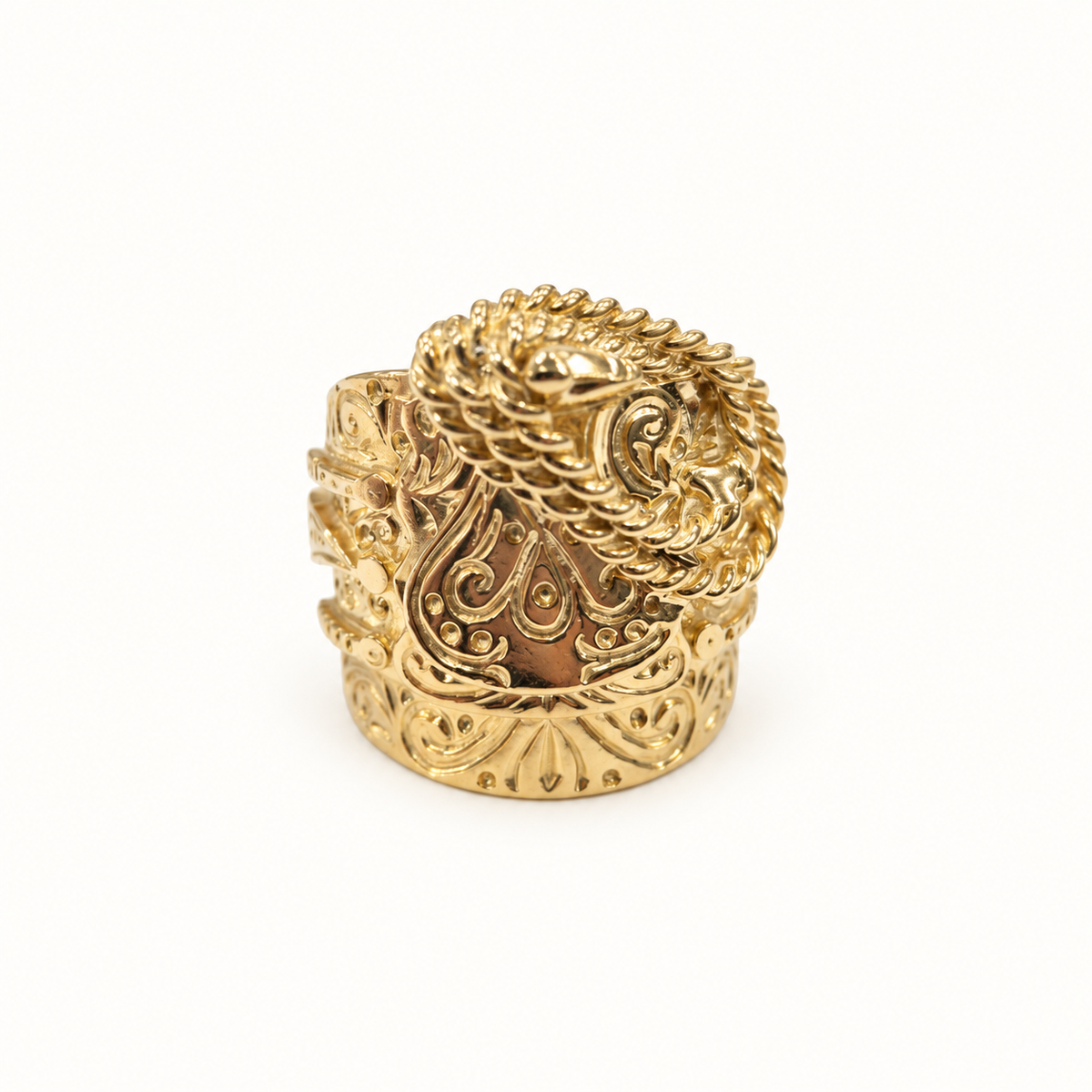 9ct Gold Ornate Rope Ring — front view