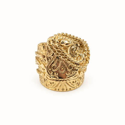 9ct Gold Ornate Rope Ring — front view