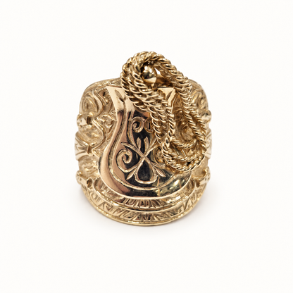 9ct Gold Ornate Rope Ring — front view