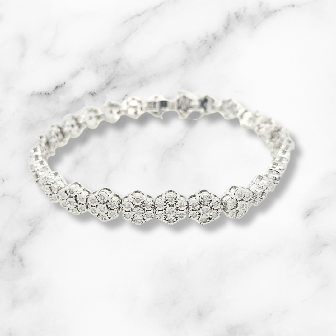White Gold Diamond Daisy Bracelet