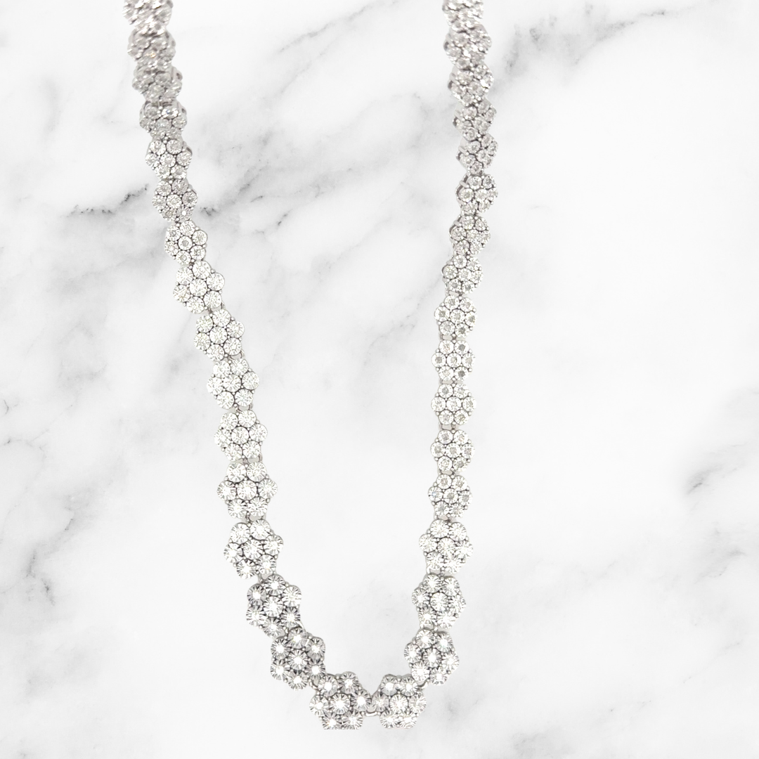Diamond Daisy Graduated Illusion Necklace
