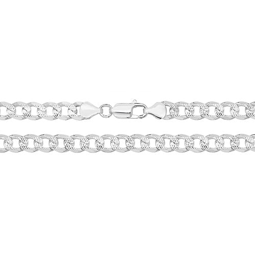 Sterling Silver Curb Pavé Chain - G1095
