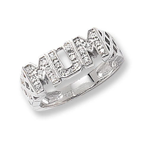 Sterling Silver Basket Design Mum CZ Ring - G7094