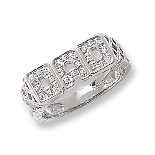Sterling Silver Men's Basket Design Dad CZ Ring - G7095