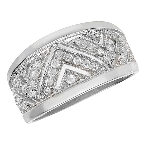 Sterling Silver CZ Chevron Ring - G7131
