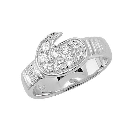 Sterling Silver Baby's Boxing Glove CZ Ring - G7190