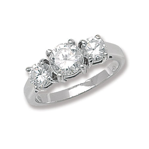 Sterling Silver CZ Trilogy Ring - G7209CZ